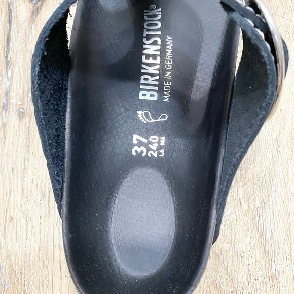Staud x Birkenstock Gizeh Sandals In Black Croc 7 NWT - Picture 6 of 7